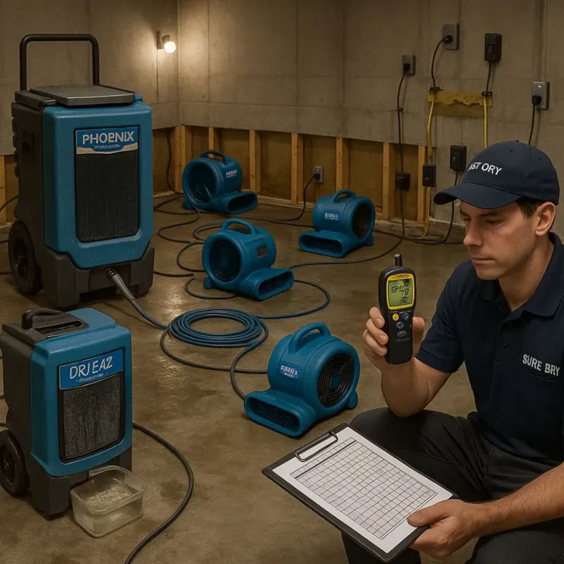 Structural Drying and Dehumidification process in Peabody, MA